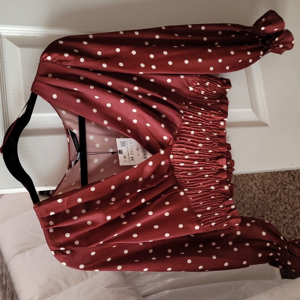 Zara Cropped Brown with polka dots blouse